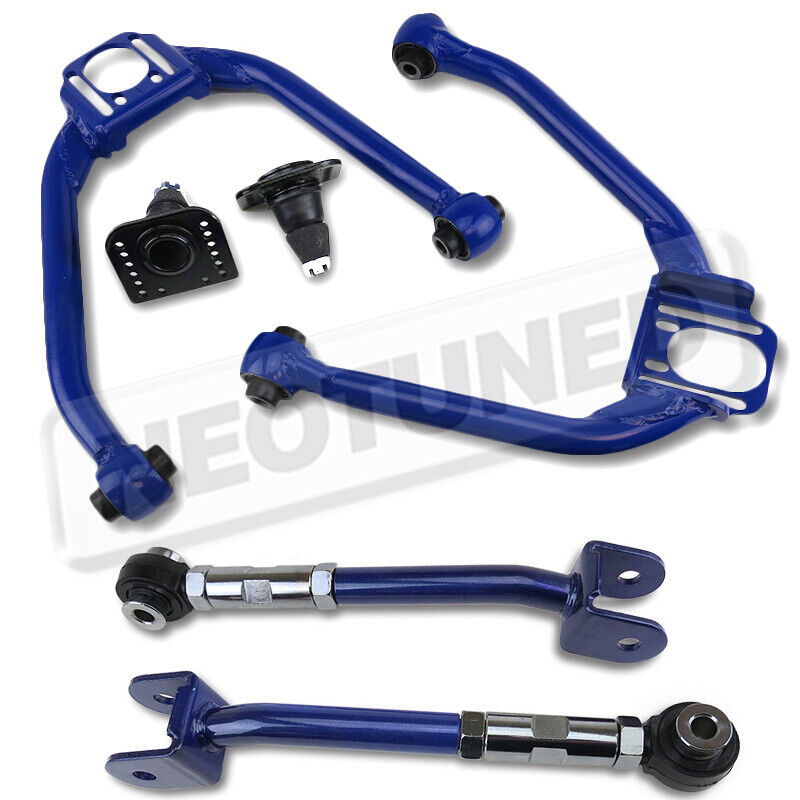 For G35 Sedan V35 03-06/Coupe 03-07 Blue Adjustable Front Upper+Rear Camber Kit
