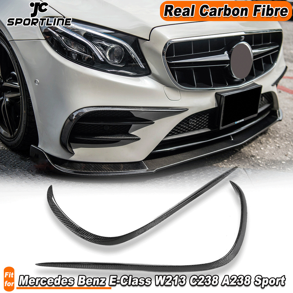 For Mercedes W213 C238 A238 Sport E43AMG REAL CARBON Front Bumper Splitters Fins