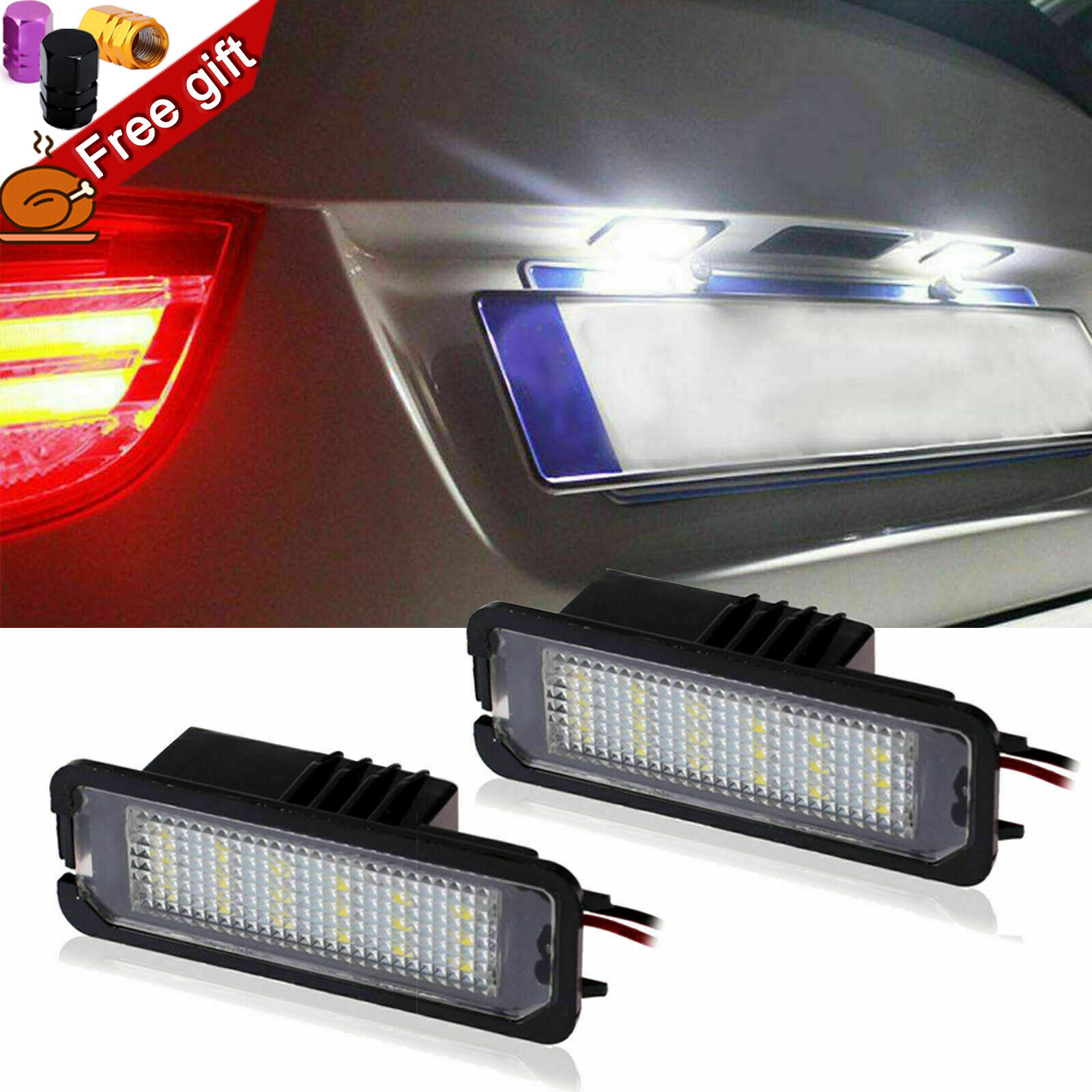 Error Free LED White License Plate Light For Macan Panamera Boxster Cayman 911