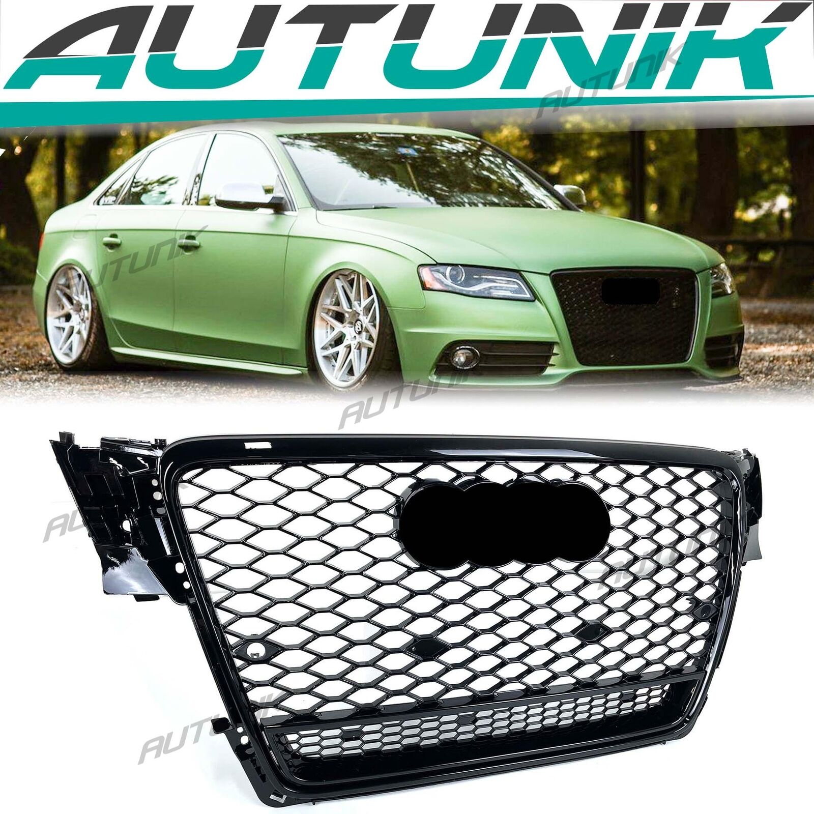 Honeycomb RS4 Front Black Grill Mesh Grille for Audi A4 B8 S4 2009-2011 2012