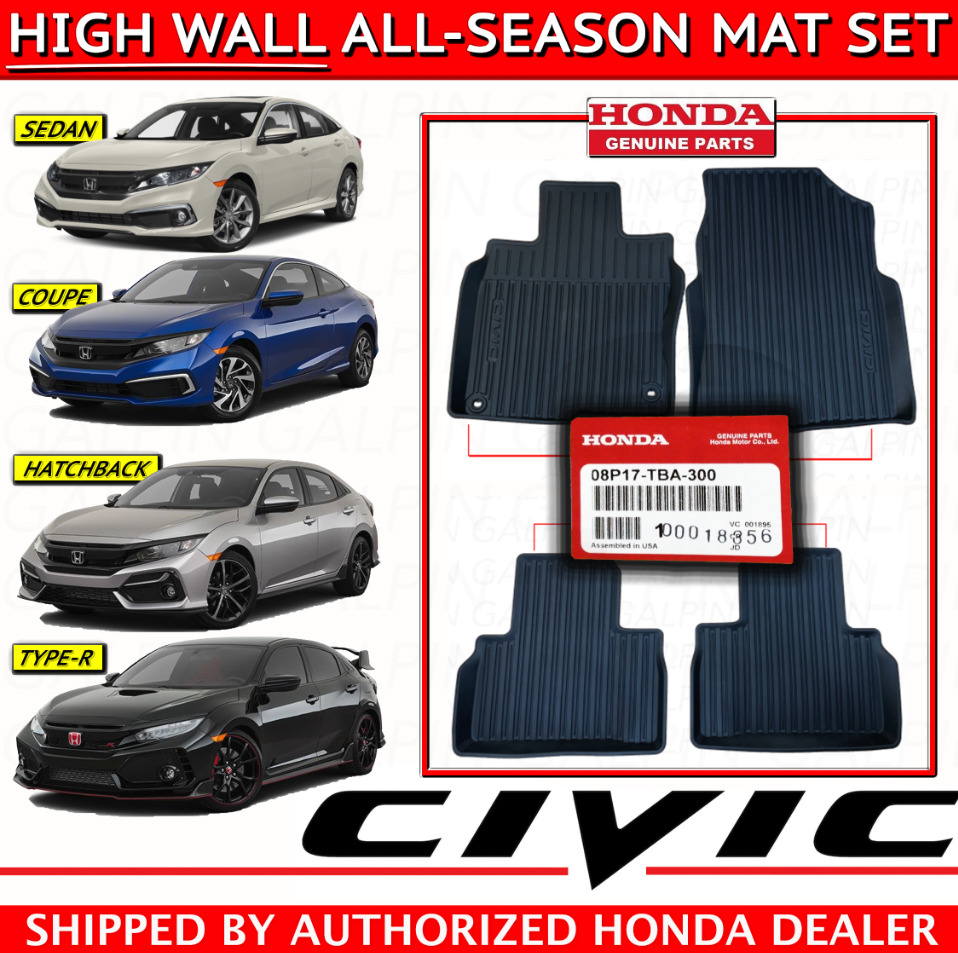 OEM Honda Civic All Season Floor Mat Set 2016 - 2020 (High Wall) [08P17-TBA-300]