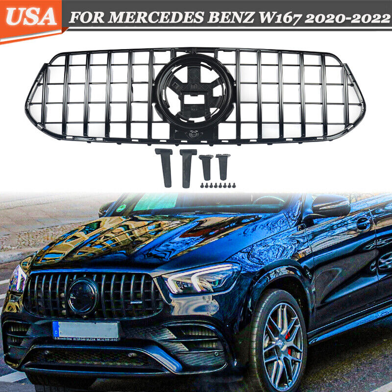 For 2020-UP BENZ W167 GLE350 GLE450 GLE63AMG Style Black Grill Front Grille