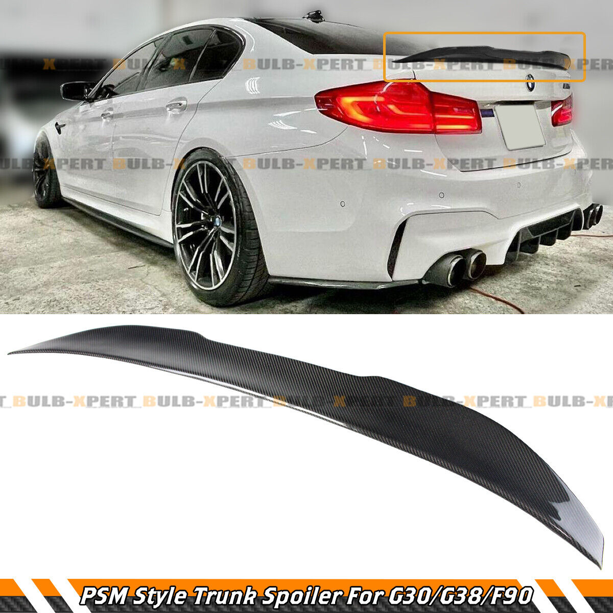 FOR 2017-23 BMW G30 530i 540i M550i F90 M5 PSM STYLE CARBON FIBER TRUNK SPOILER