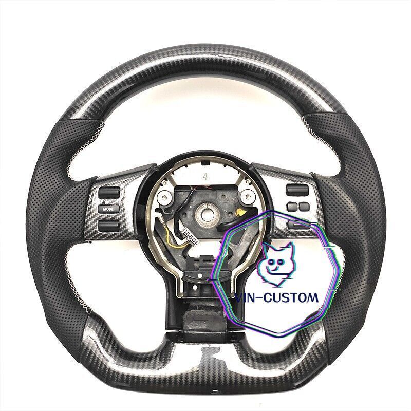REAL CARBON FIBER Steering Wheel FOR NISSAN 350Z WHITE LINE W/ BLACK LEATHER