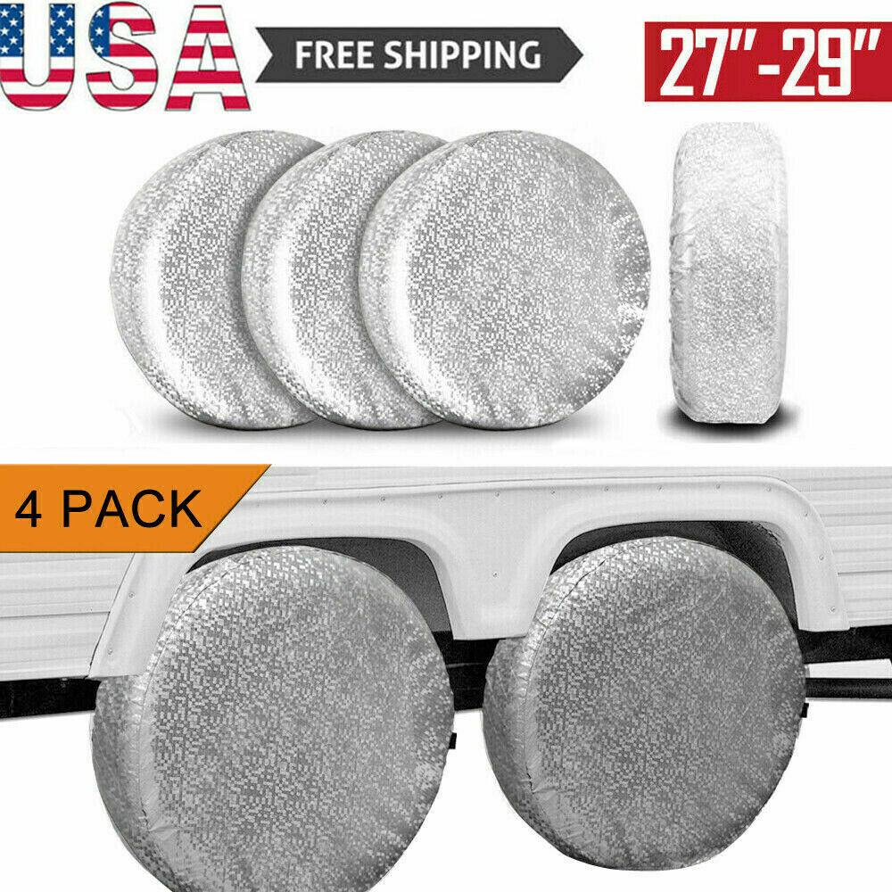 Set of 4 Tire Covers Wheel RV Motorhome Trailer Car Sun Protector Fit 27
