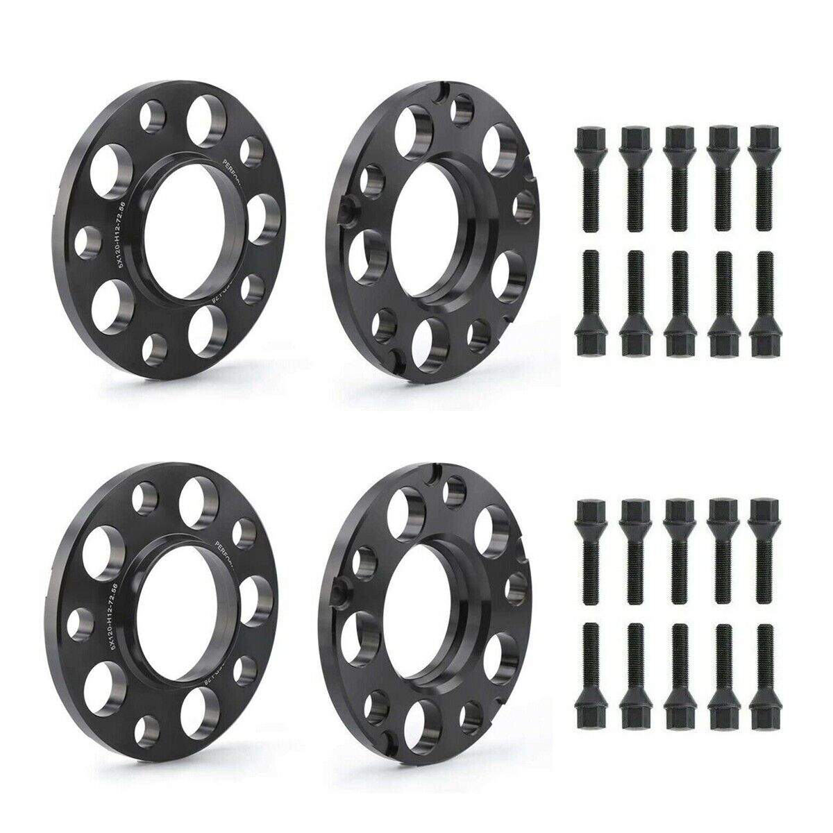 5x120 Staggered Wheel Spacers Kit (2) 12mm & (2) 15mm W/ Extended Bolts Fits BMW