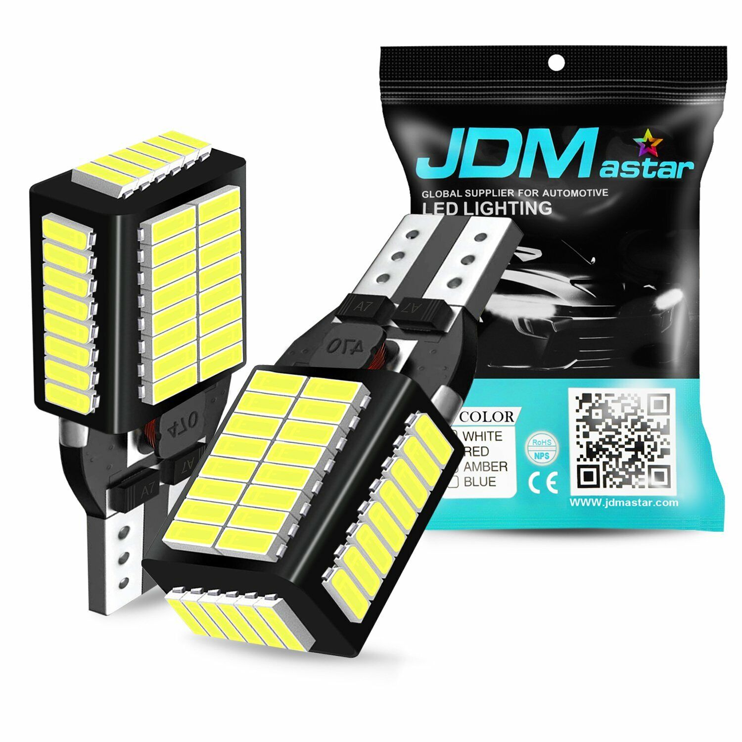 JDM ASTAR T15 LED Reverse Back Up Light Bulb 921 912 W16W 904 906 White 6000K 2x