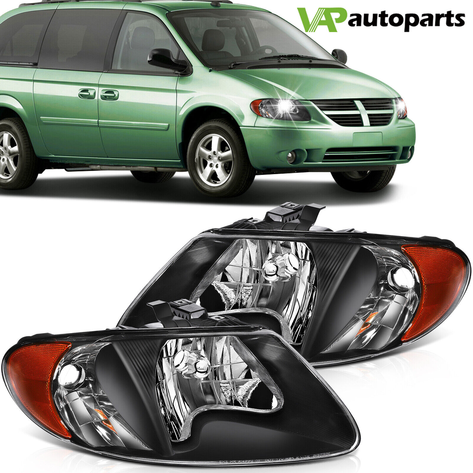 For 2001-2007 Dodge Caravan/Chrysler Town&Country Headlights Assembly Pair Lamp