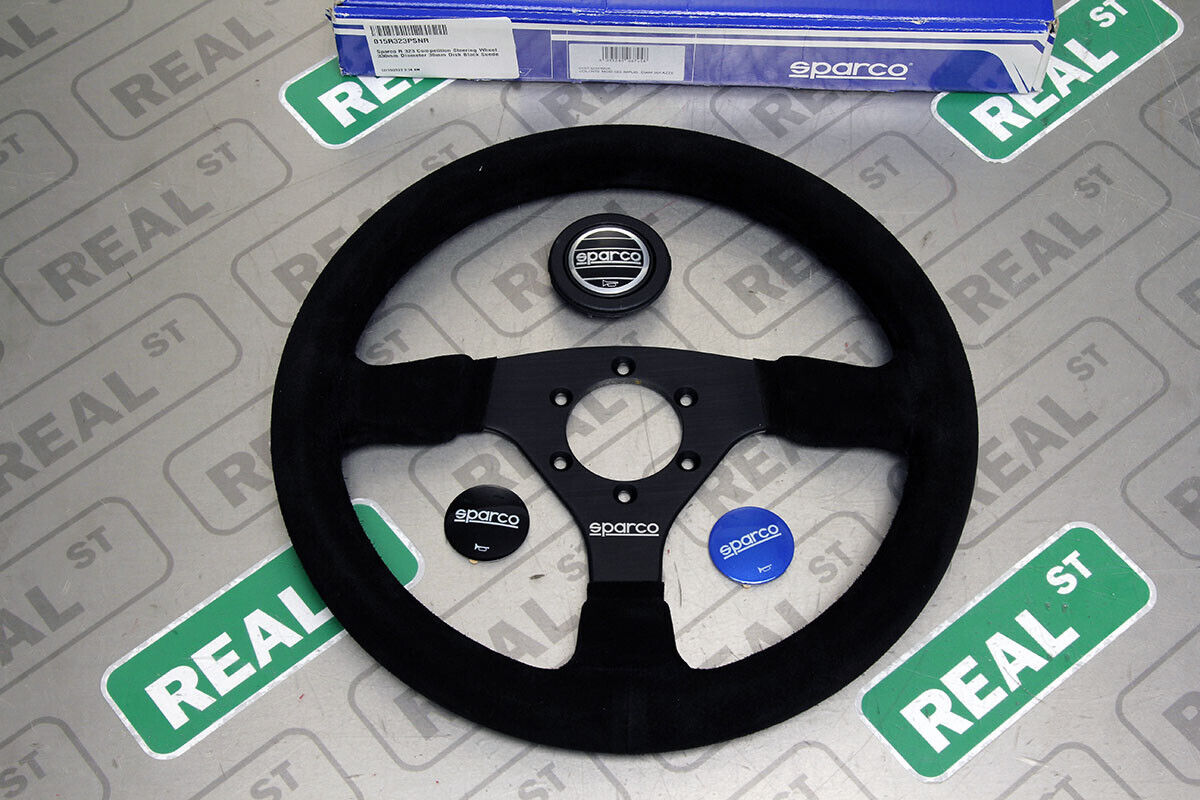 Sparco R 323 Competition Steering Wheel 330mm Diameter 39mm Dish Black Suede