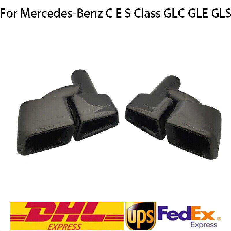 2pcs Dual Exit Exhaust Tailpipe for Mercedes Benz E S CLS Class W212 C63 E63 AMG