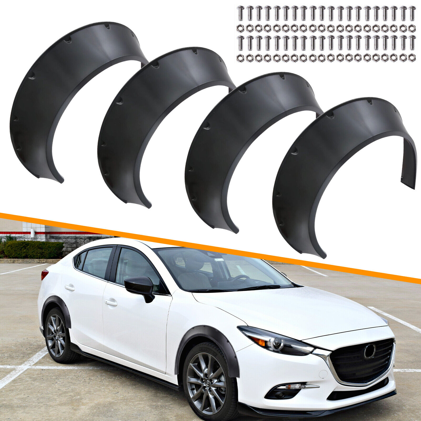 4 Car Fender Flares Wheel Arches Extra Wide Body Kit Fits for Mazda 2,3,6 MX-3,5