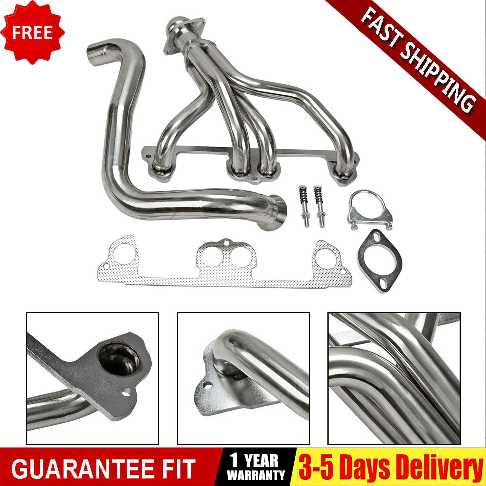 NEW 1× Exhaust Stainless Header Kit Manifold For Jeep Wrangler TJ 2.5L L4 97-99