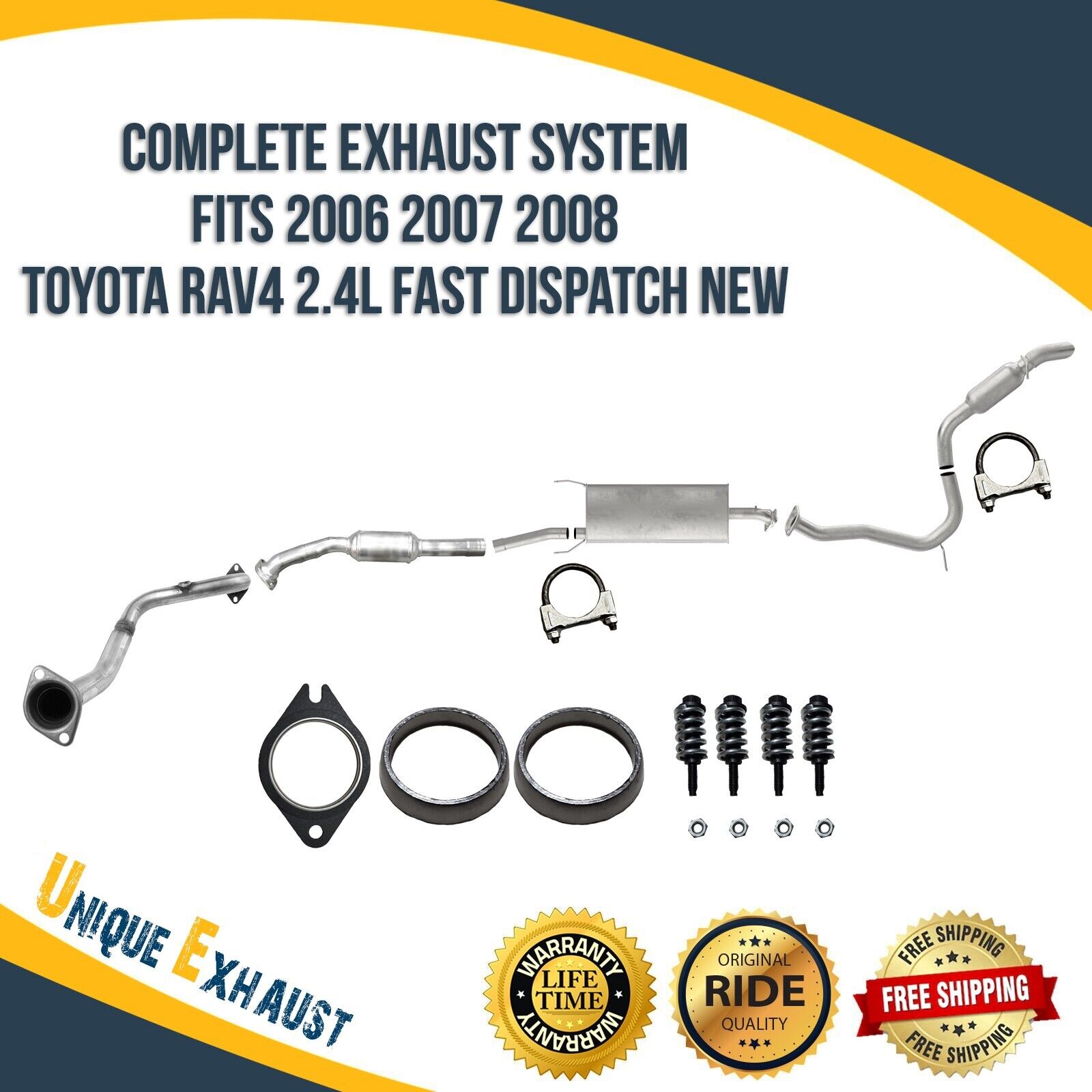 Complete Exhaust System Fits 2006 2007 2008 Toyota RAV4 2.4L Fast Dispatch New