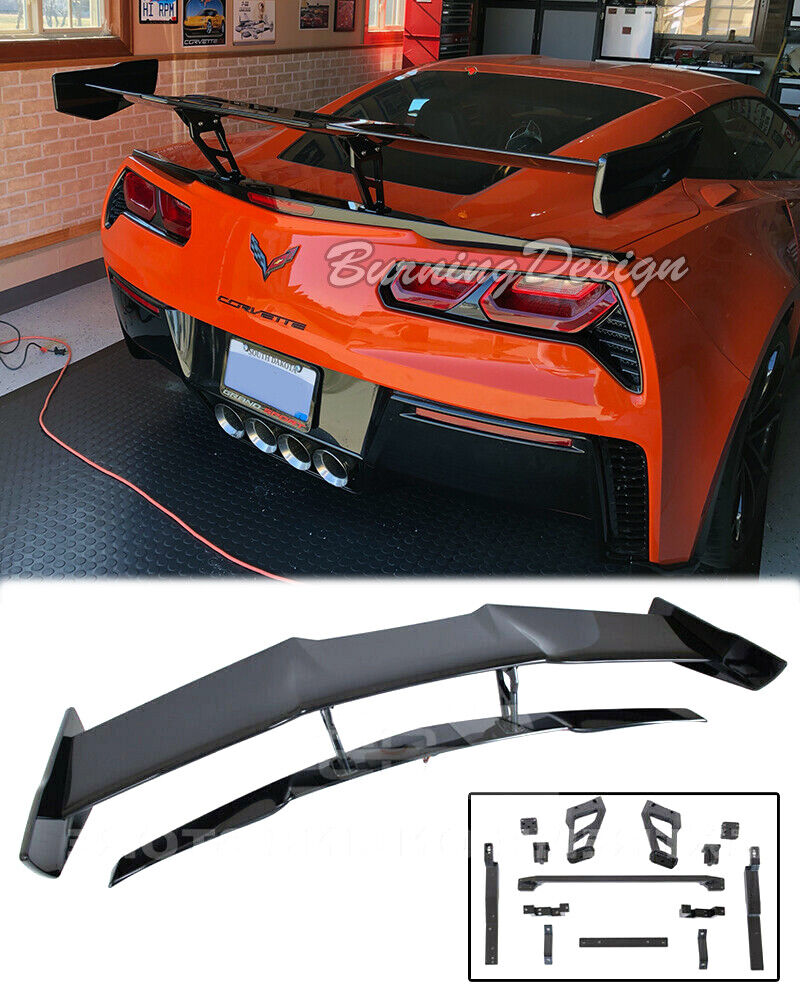 ZR1 Style For 14-19 Corvette C7 Z06 CARBON FLASH Rear Wing Spoiler With Bracket 