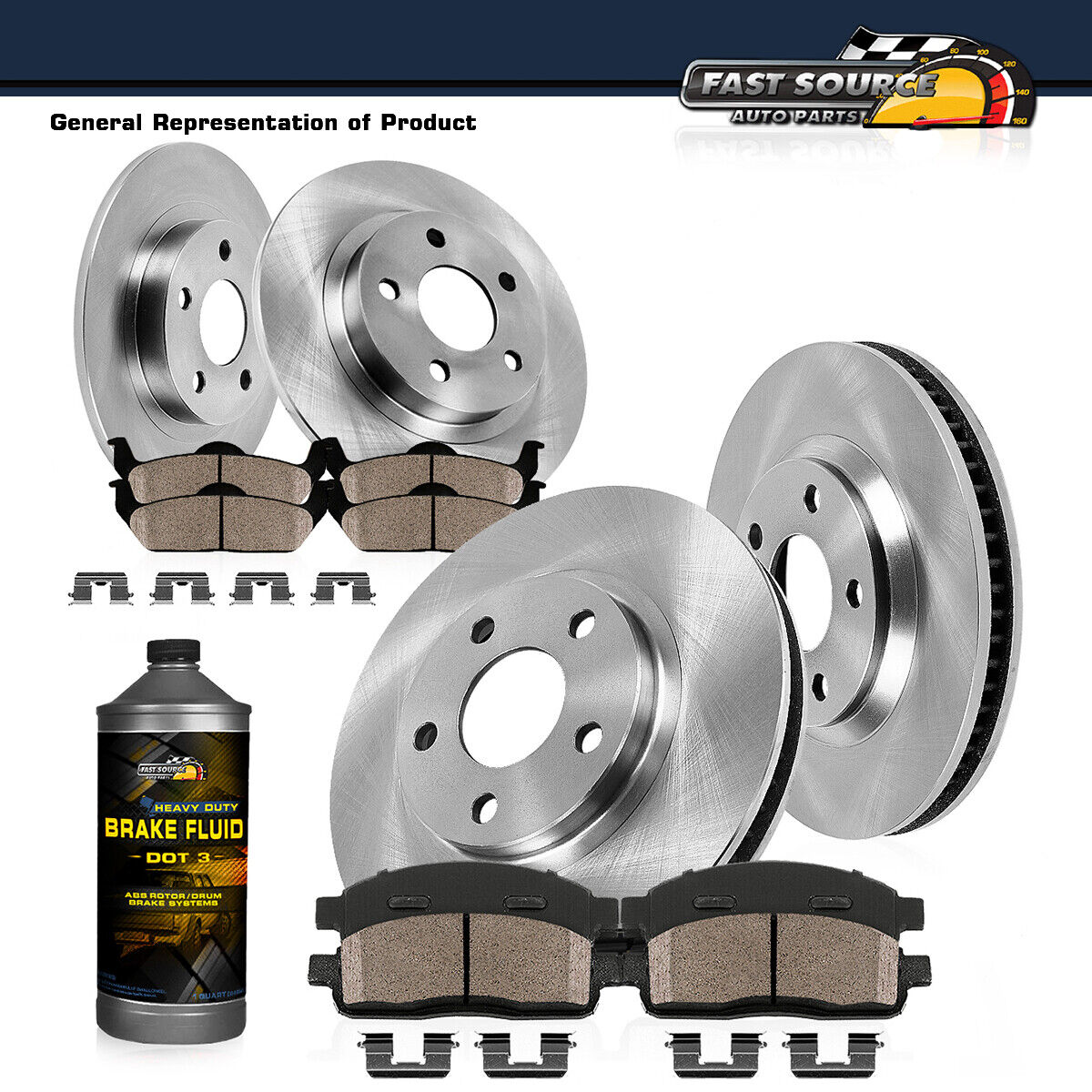 Front And Rear Brake Rotors & Ceramic Pads For Lexus ES350 Toyota Avalon Camry