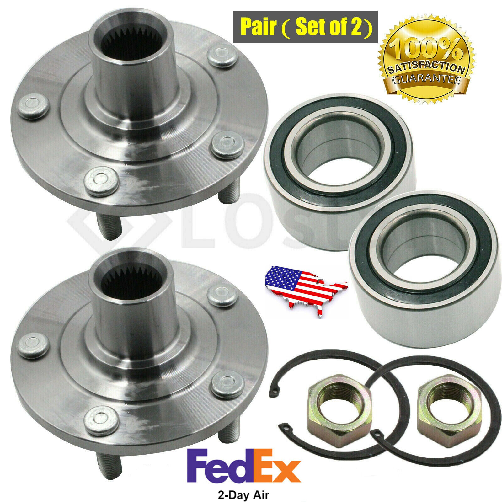 Pair(2) Front Wheel Hub & Bearing Assembly Fits Jeep Compass Dodge Caliber