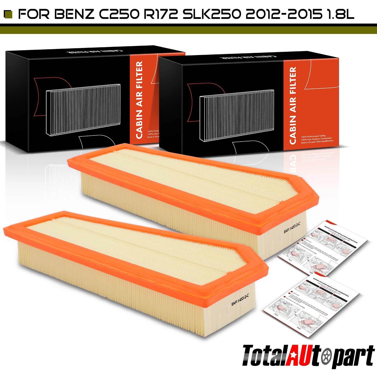 2pcs Engine Air Filter for Benz C204/W204/W205 C250 R172 SLK250 2012-2015 1.8L
