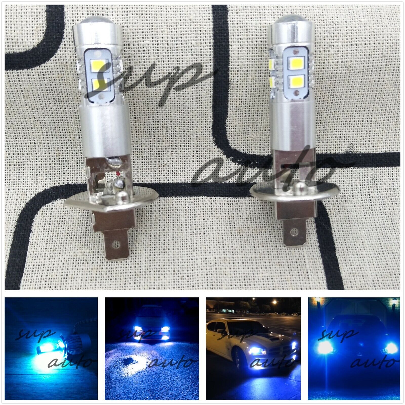 NEW H1 Bright 8000K ICE BLUE 100W CREE LED Headlight Bulbs Kit Fog Driving Light