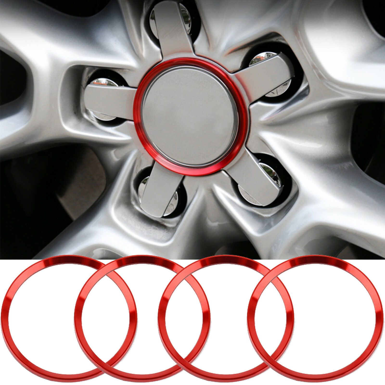 Aluminum Alloy Red Car Wheel Rim Center Cap Hub Rings Cover For Audi A3 A4 TT Q5