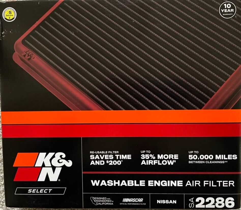 K & N SA-2286 Washable Engine Air Filter For Select 2004-2015 Nissan Titan