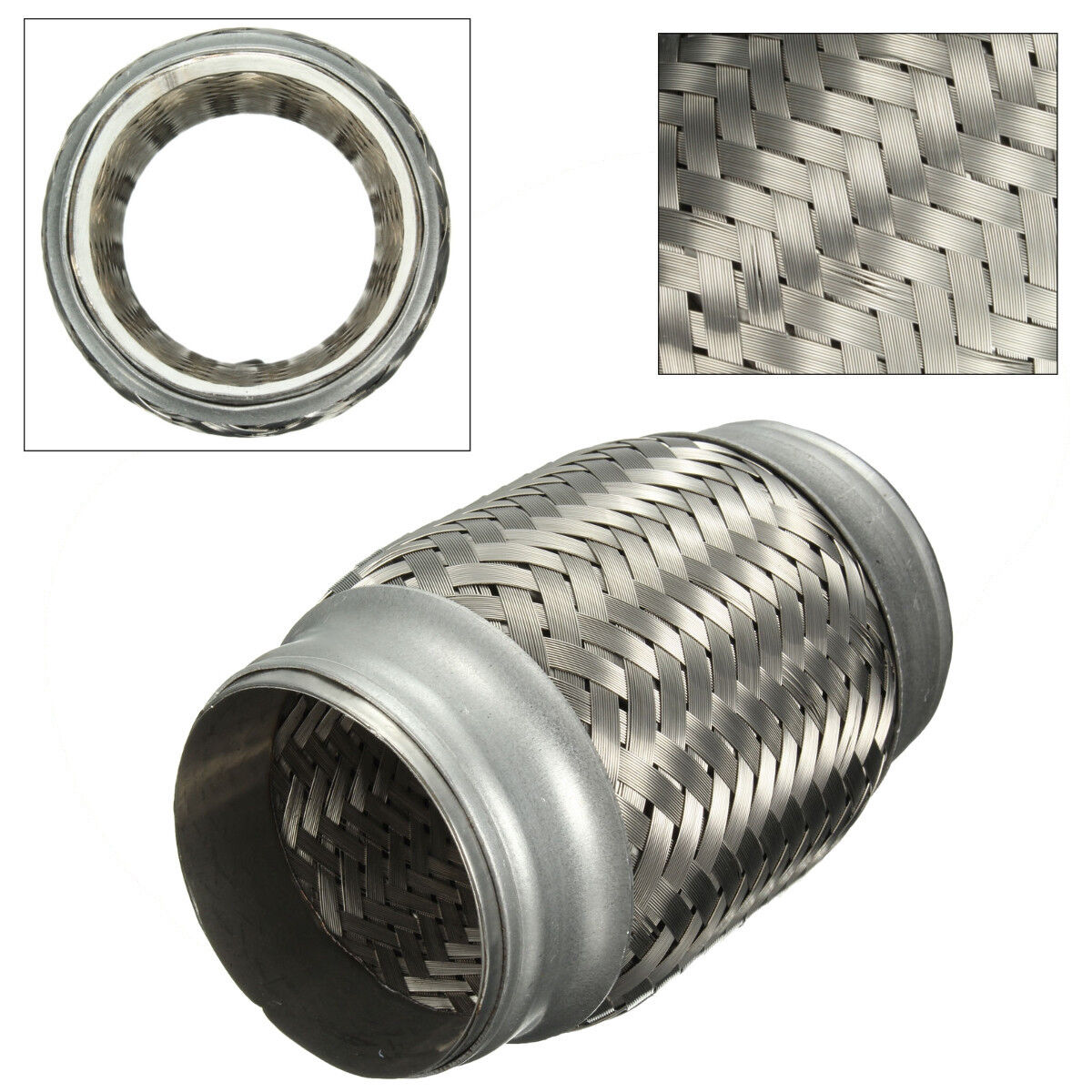 2.5\'\' x 5\'\' Stainless Exhaust Pipe Double Braided Flex Connector Adaptor Piping