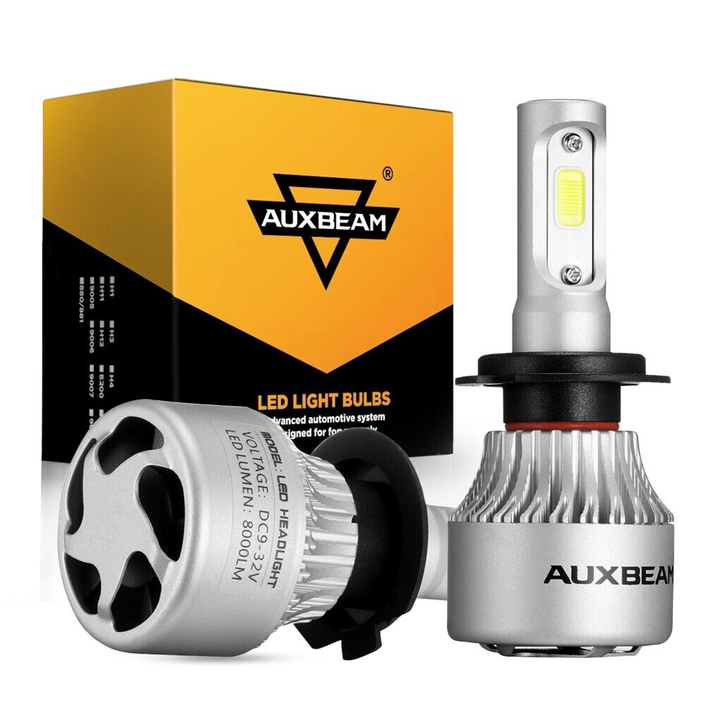 AUXBEAM S2 H7 72W 8000LM LED Headlight Kit High Low Fog Bulbs 6000K High Power 