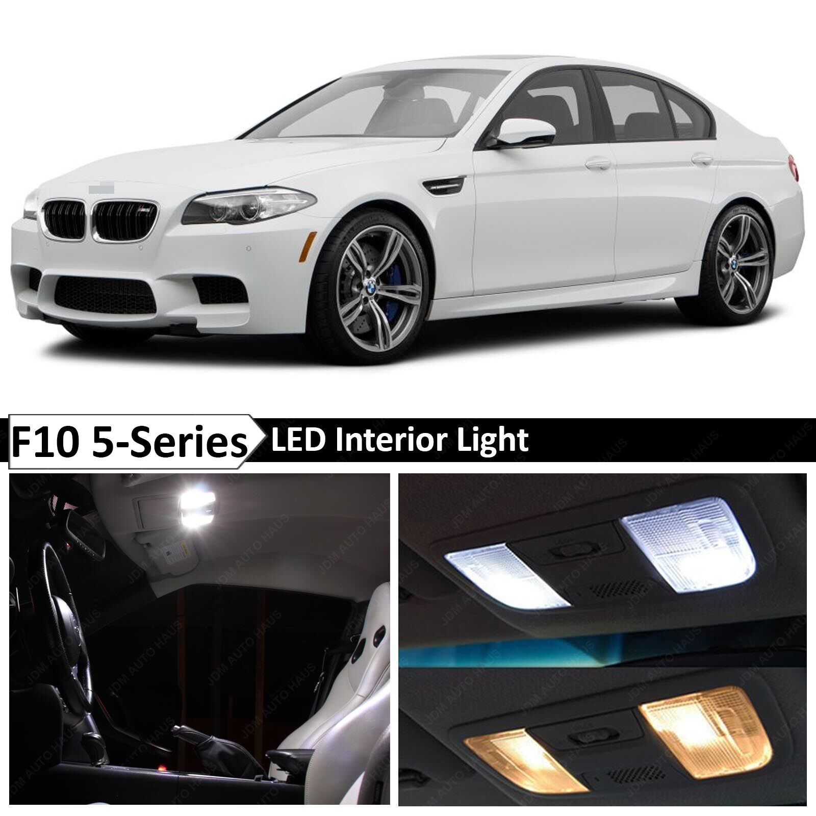 White Interior LED Light Package for 2011-2015 BMW 5 Series M5 535i 550i F10