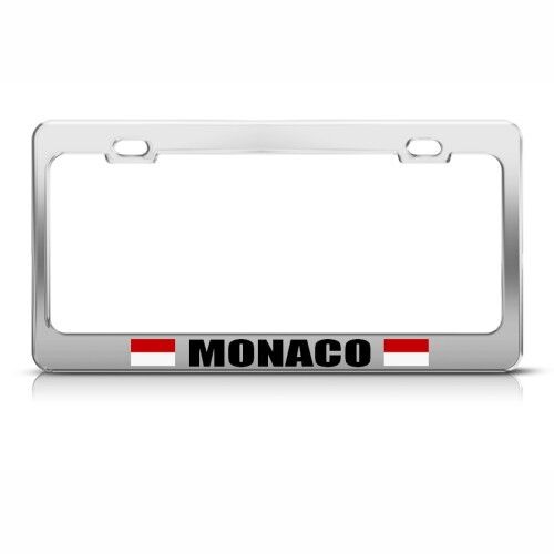 MONACO CHROME COUNTRY Metal License Plate Frame Tag Holder