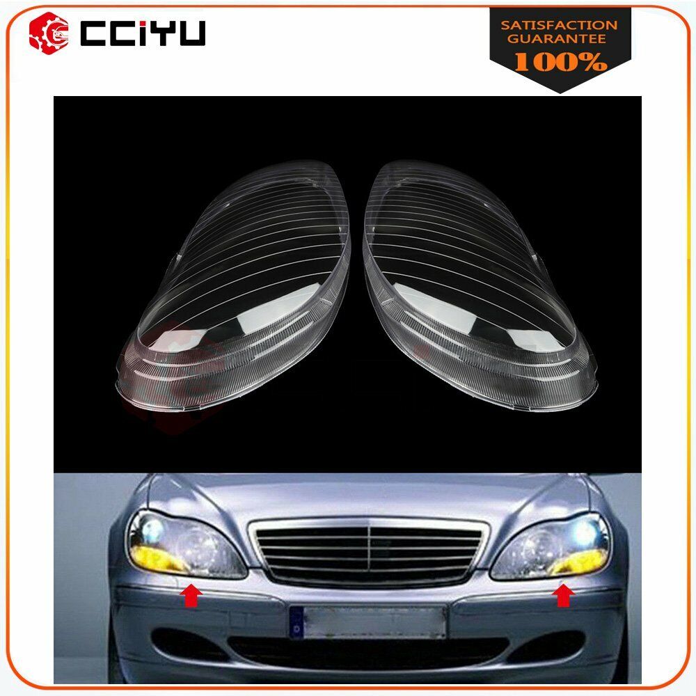 Headlight Lens Cover Left & Right Fit For Benz W220 S430 S500 S600 1998-2006