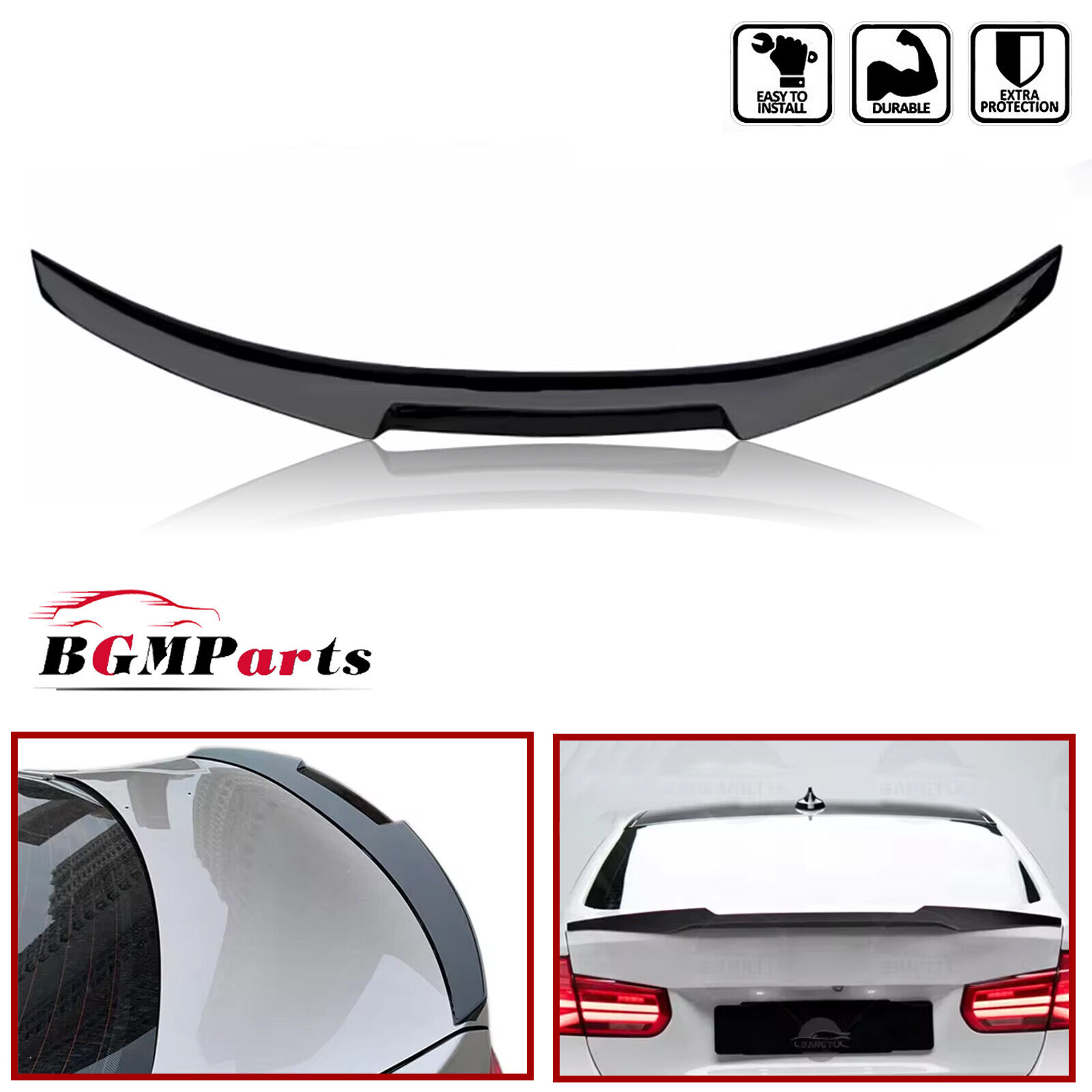 M4-Style Rear Spoiler Wing Piano Black For 2012-2018 BMW F30 3Series M3 4-Door