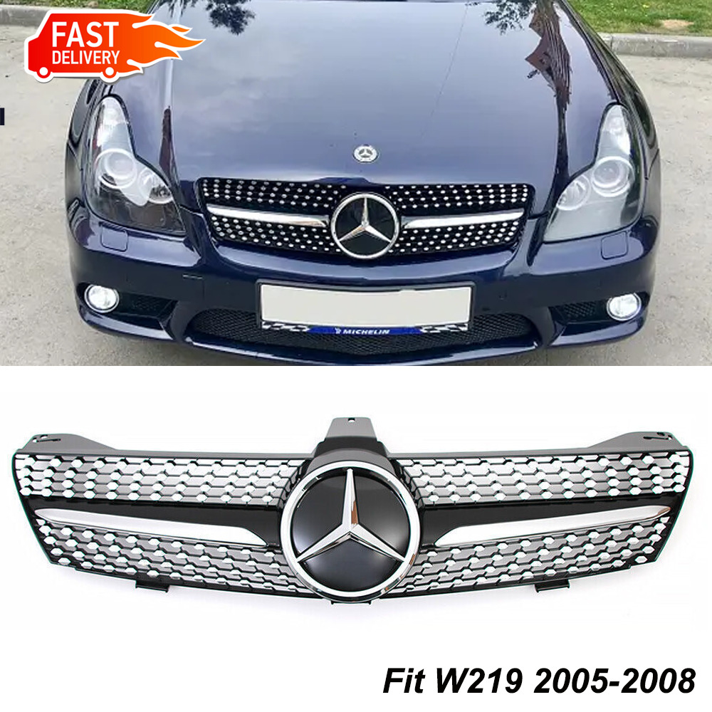 For W219 2006 2007 2008 Diamond grille with chrome star CLS350 CLS550 CLS55 AMG
