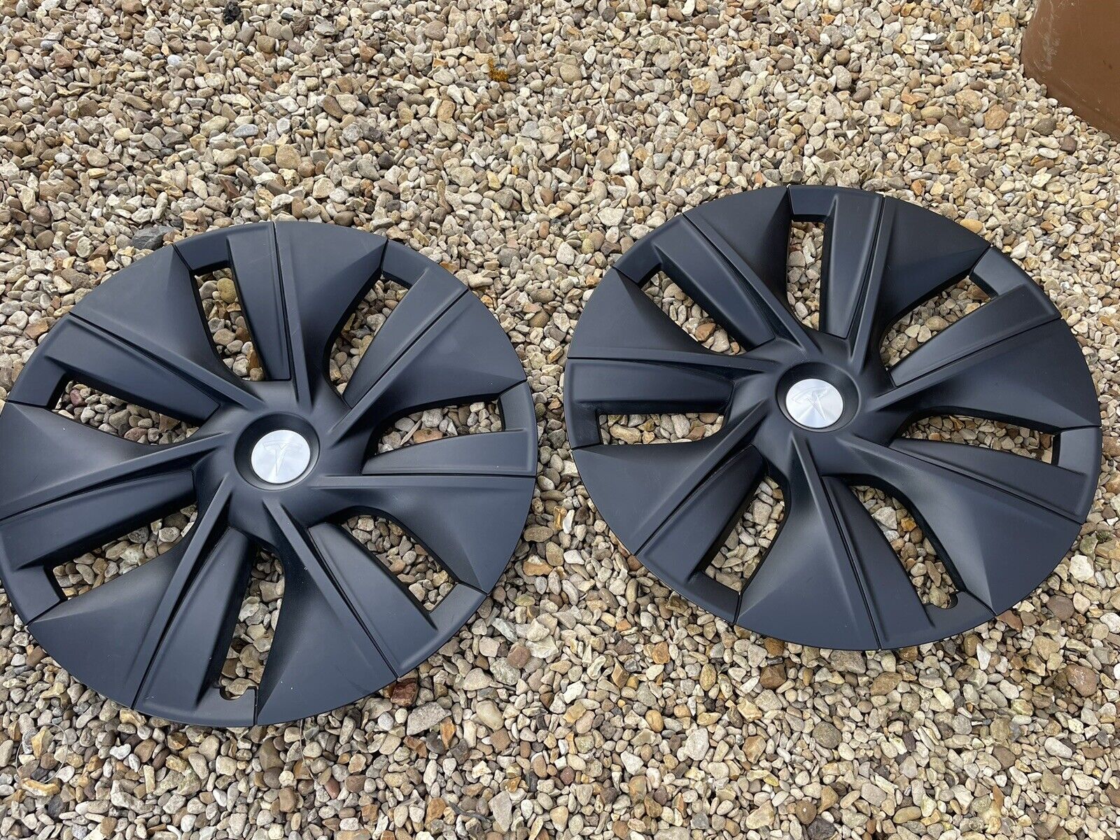 Pair of Tesla Model Y Gemini Wheel Trim Covers x2 Genuine Used Part