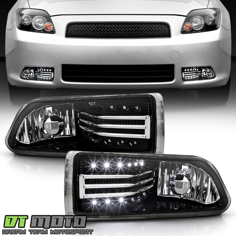 2005-2010 Scion TC Driving Bumper Fog Lights w/ LED Strip Left+Right Replacement