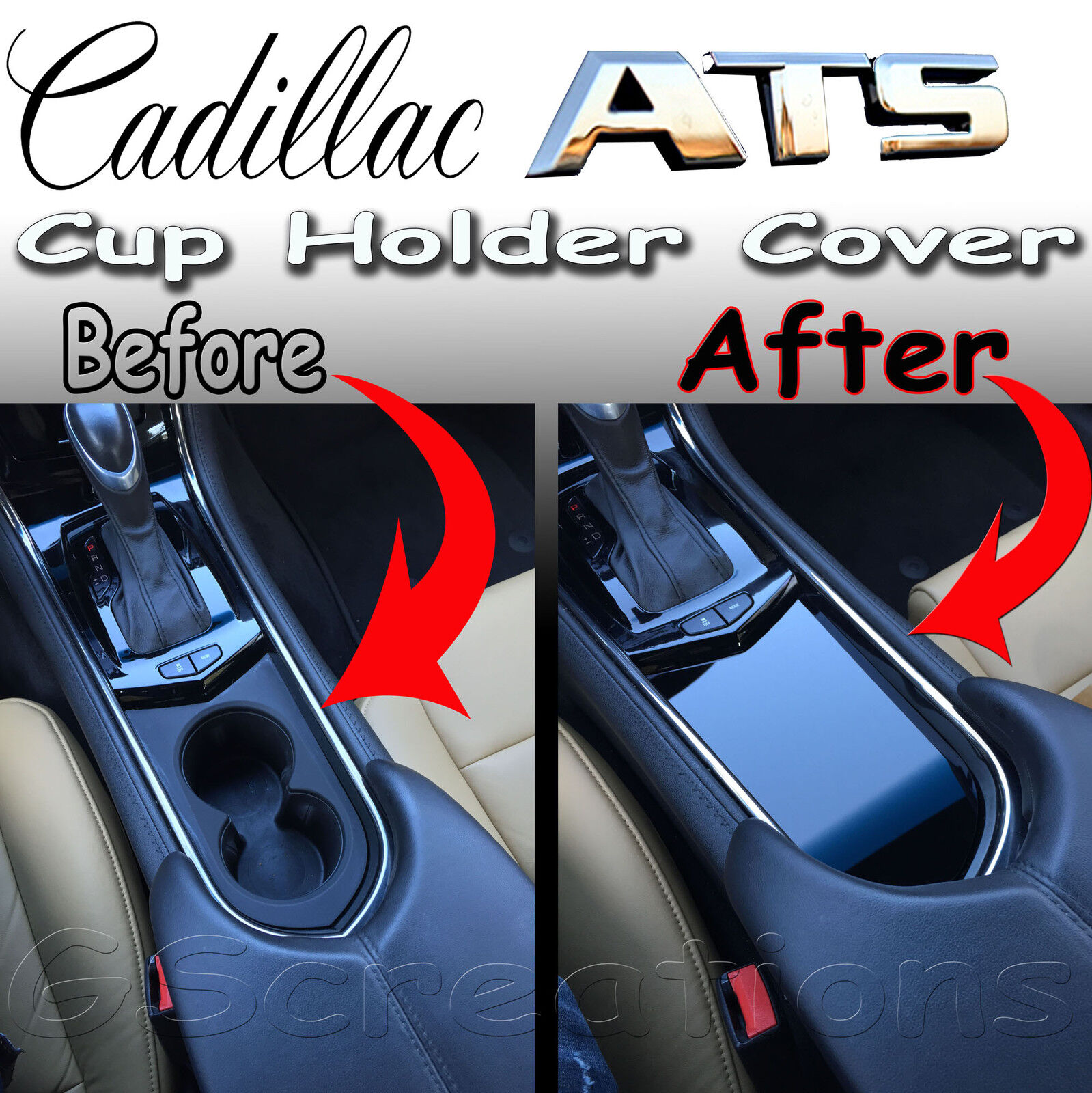 Front Cup Holder Cover Solid Style For 2013-2019 Cadillac ATS