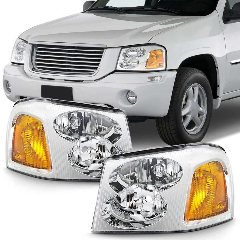 For 02-09 GMC Envoy Headlight Factory Style Replacement Crystal Clear Lamp Pair