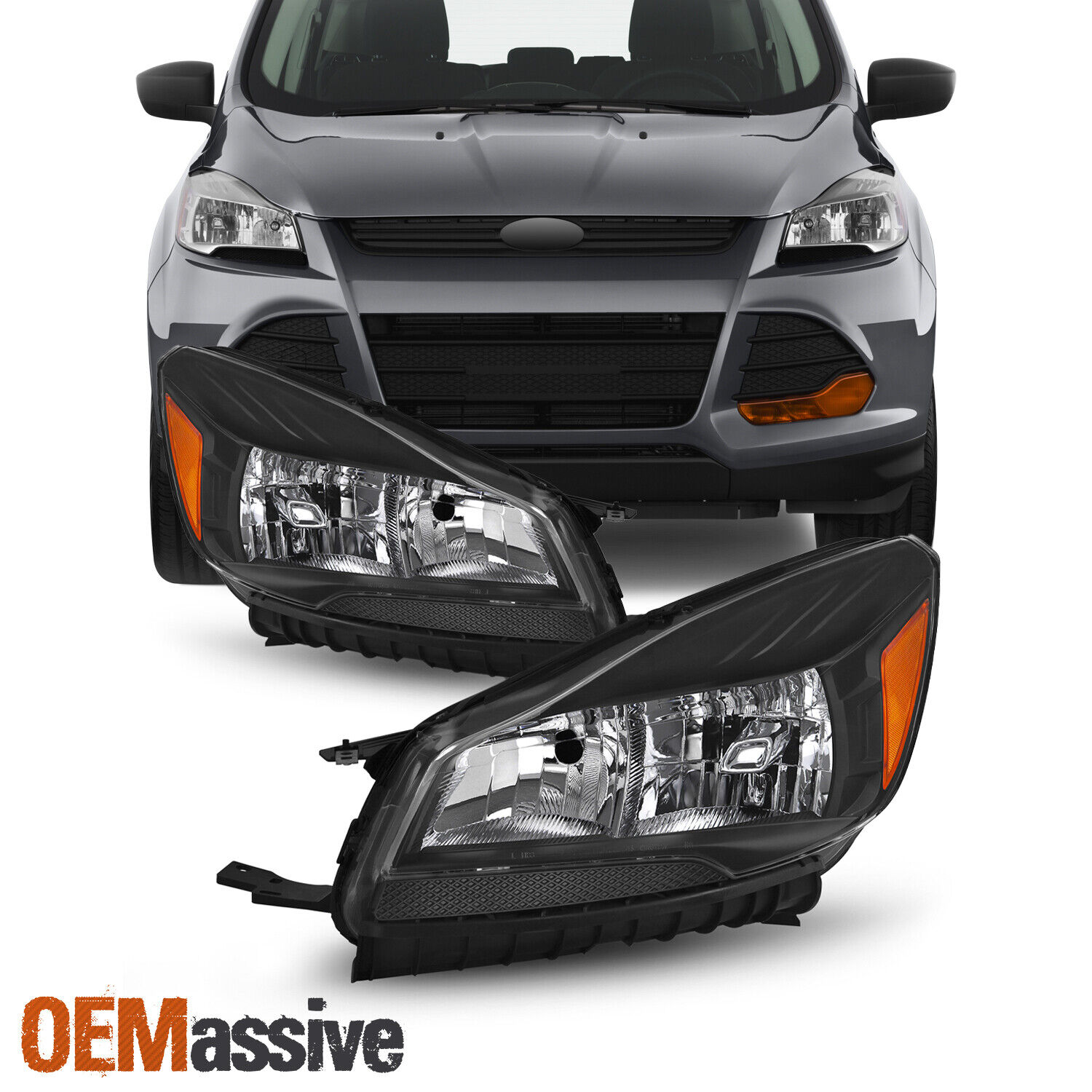 For 2013-2016 Ford Escape Halogen Headlights Side Left+Right Lights 13 14 15 16