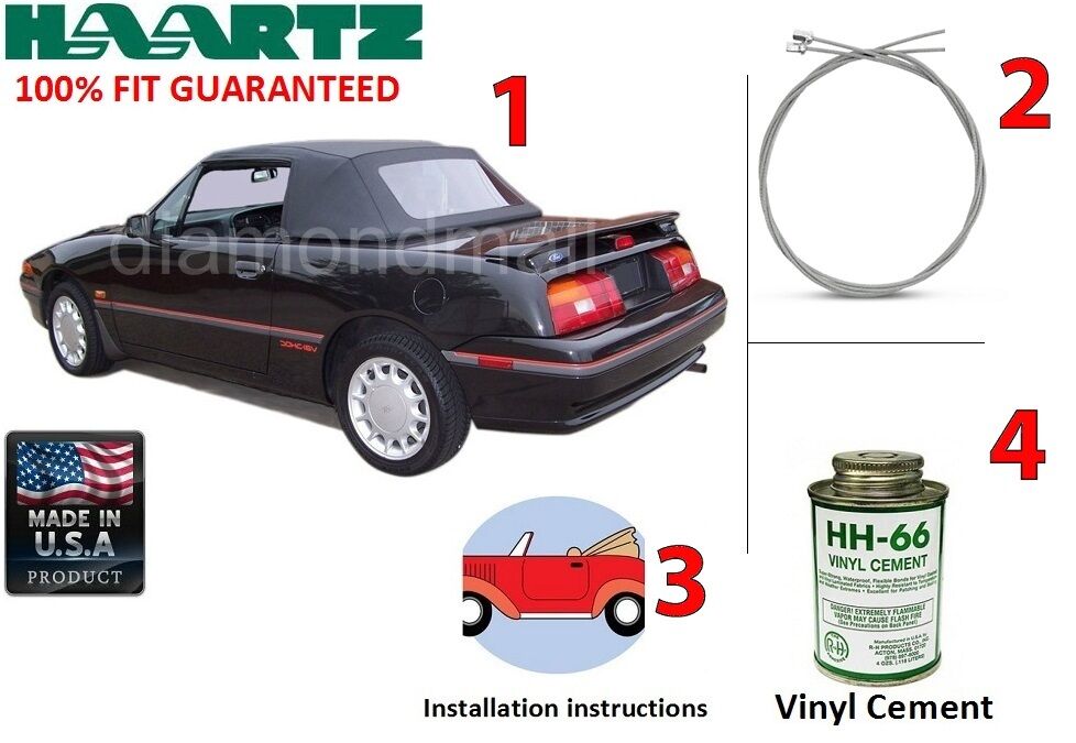 Ford / Mercury Capri convertible Soft Top Kit (DIY) 1990-(June 1992) Black