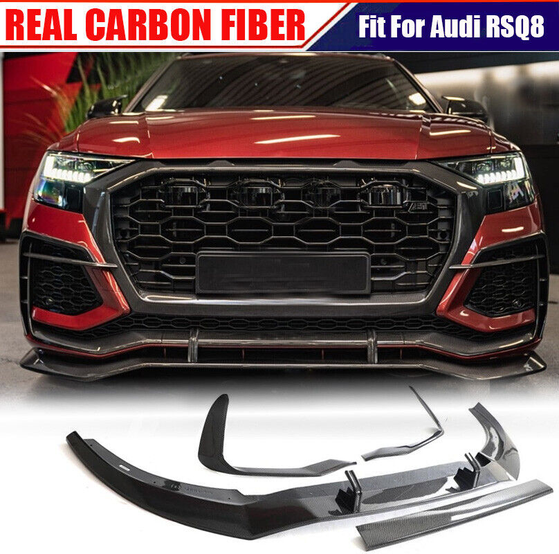 For Audi RSQ8 RS Q8 2021-24 REAL CARBON FIBER Front Bumper Lip Splitter Spoiler