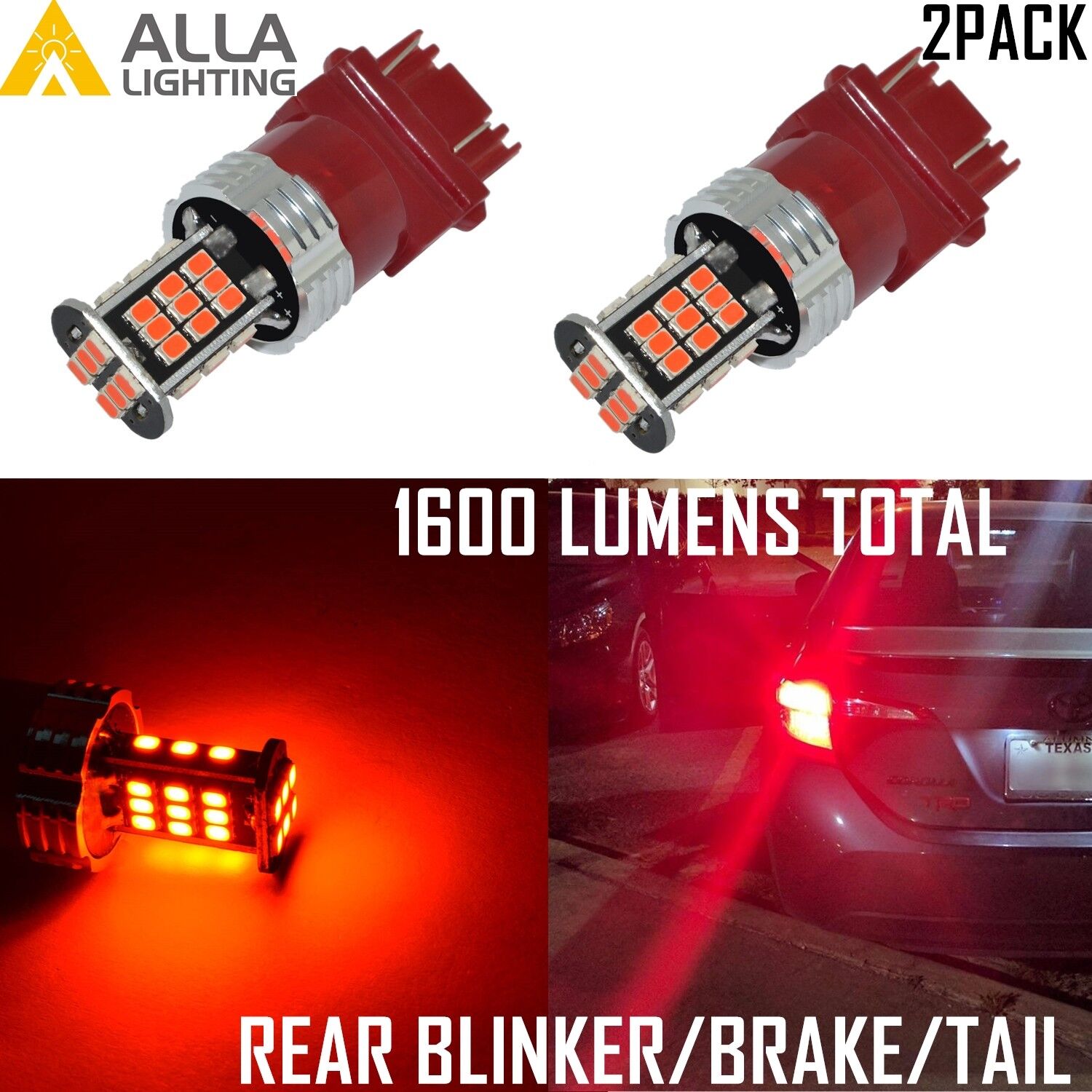 Alla Lighting 3157K LED Brake/Tail/Rear Turn Signal Blinker Light Bulb Lamp Red