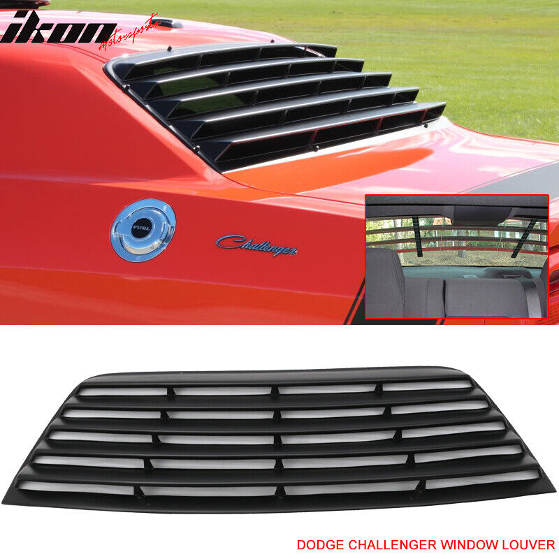 Fits 08-23 Dodge Challenger Rear Window Louver Sun Shade PU Unpainted Black