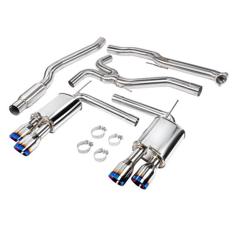 BURNT TIP CAT BACK QUAD EXIT EXHAUST SYSTEM FOR 18-UP HONDA ACCORD - DC SPORTS