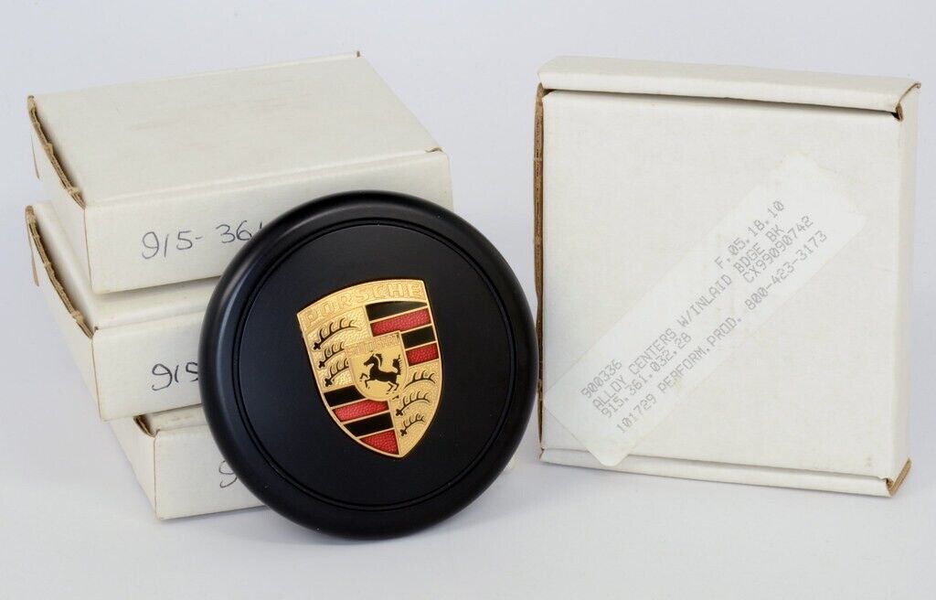 Porsche Black Fuchs Center Caps 70mm Carrera 911 930 Colored Detail Crest