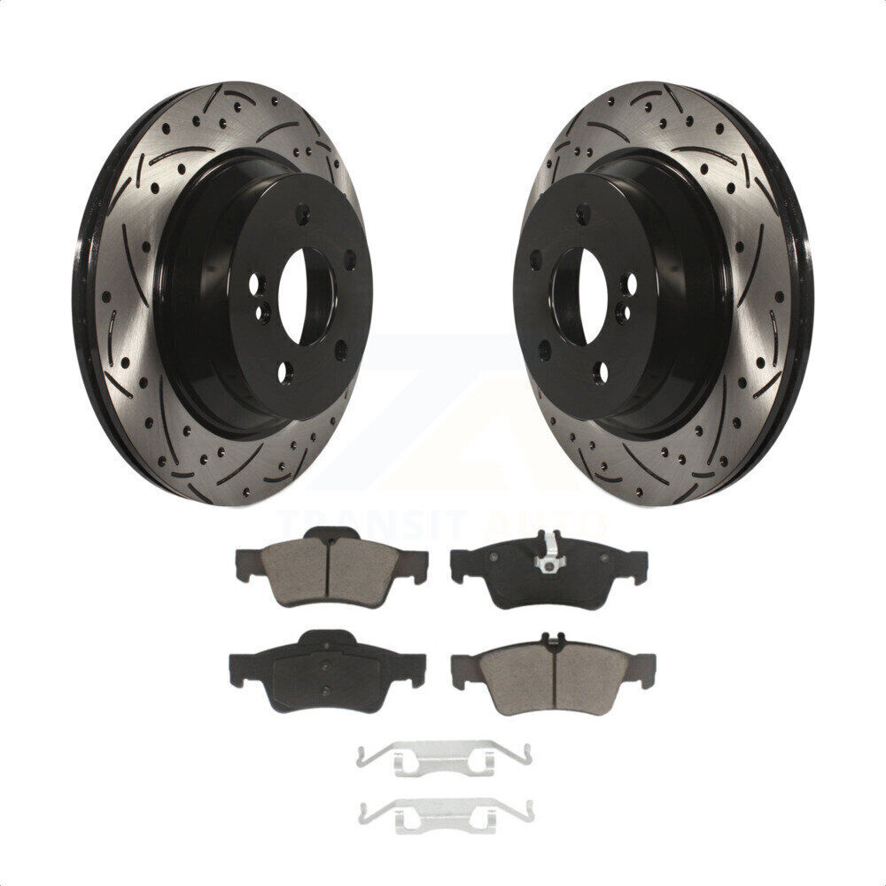 For Mercedes-Benz E350 E320 E500 E63 Rear Drill Slot Brake Rotor Ceramic Pad Kit
