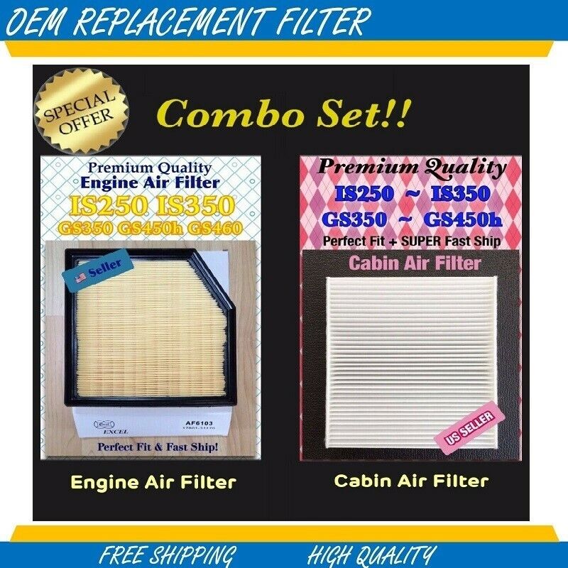 Engine & Cabin Air Filter For GS350 GS450h GS200t IS300 IS200t IS250 IS350 RC350