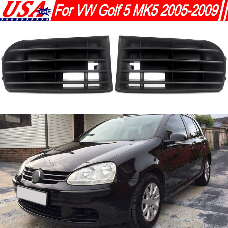 For VW Golf 5 A5 MK5 Rabbit 2005-2009 Black Front Bumper Fog Light Grille Cover