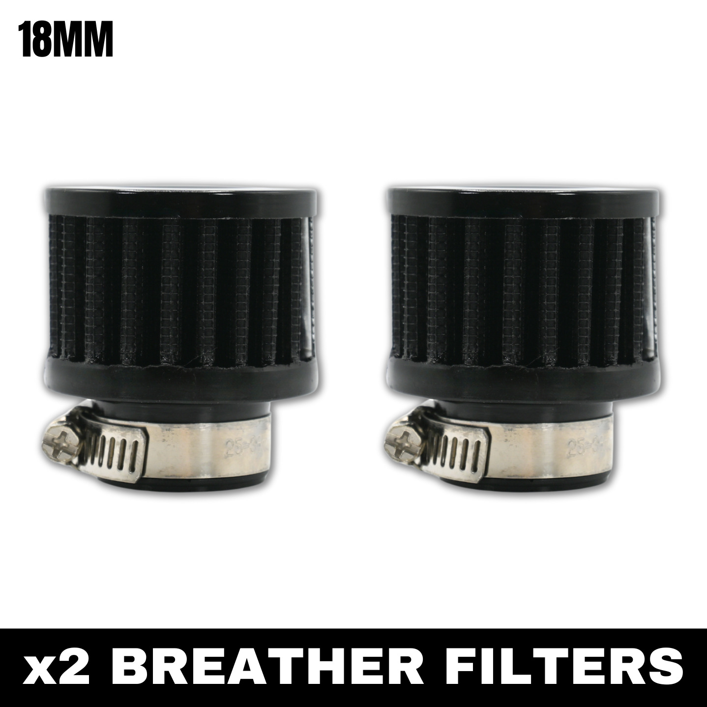 2PC 18MM Mini Air Filter Turbo Vent Crankcase Breather Valve Cover Black