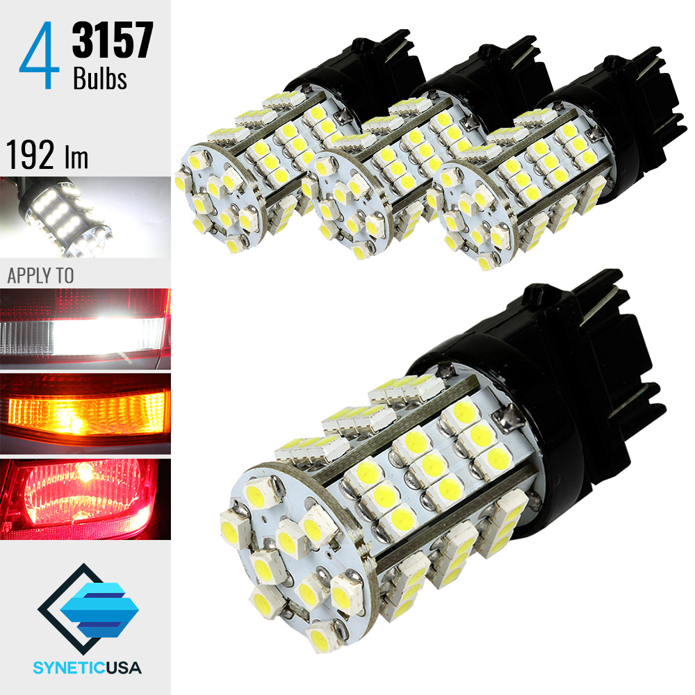 4x 3157 Reverse/Backup Lights Xenon 6000K White 54-SMD LED Bulbs 3757A 4157LL