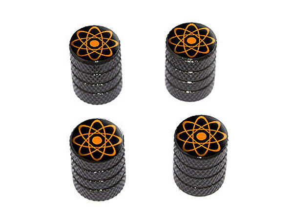 Atomic Symbol Orange - Tire Rim Wheel Valve Stem Caps - Black