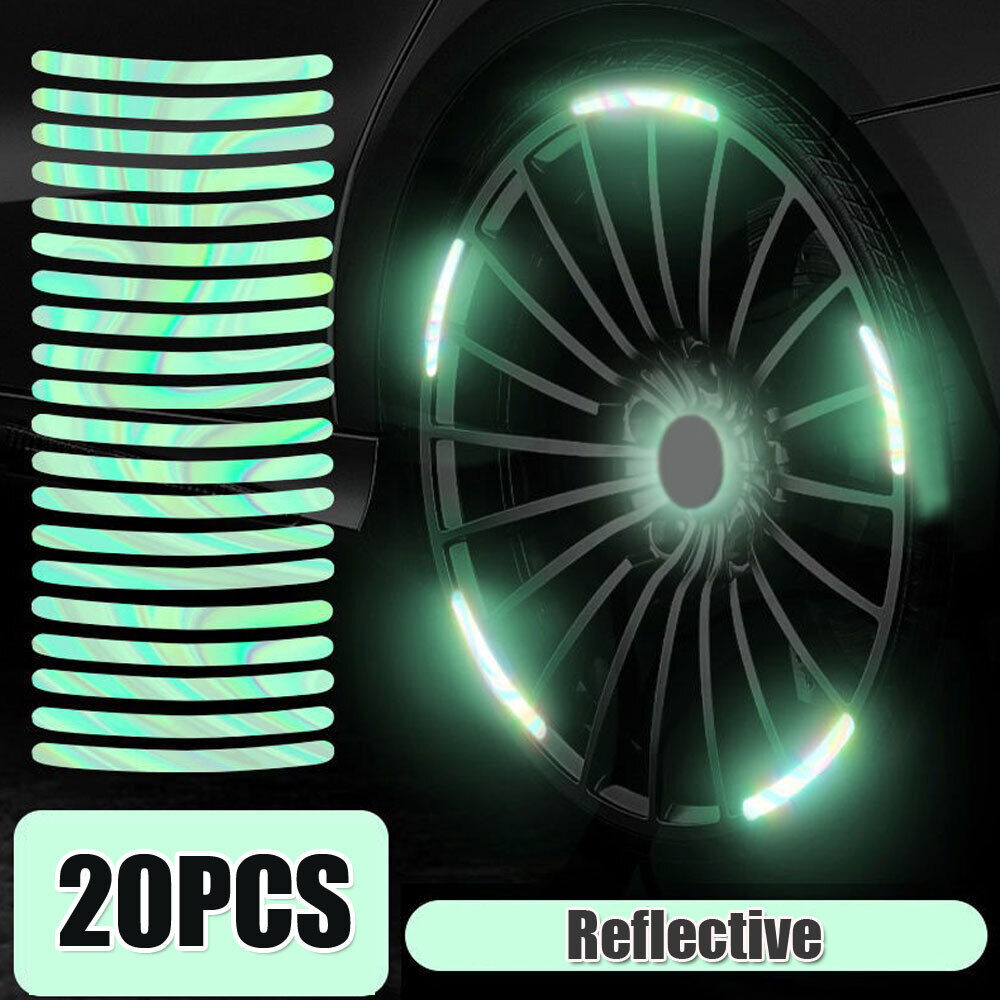 20pcs Laser Reflective Sticker Car Wheel Hub Rim Stripe Tape Decal Accessories