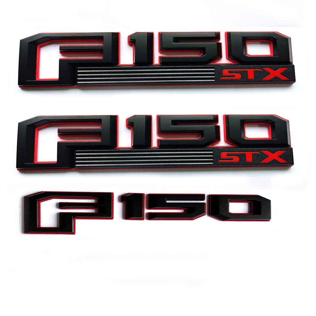 3pack OEM F150 STX Emblems Fender Badges 3D for F-150 STX Genuine Black Red